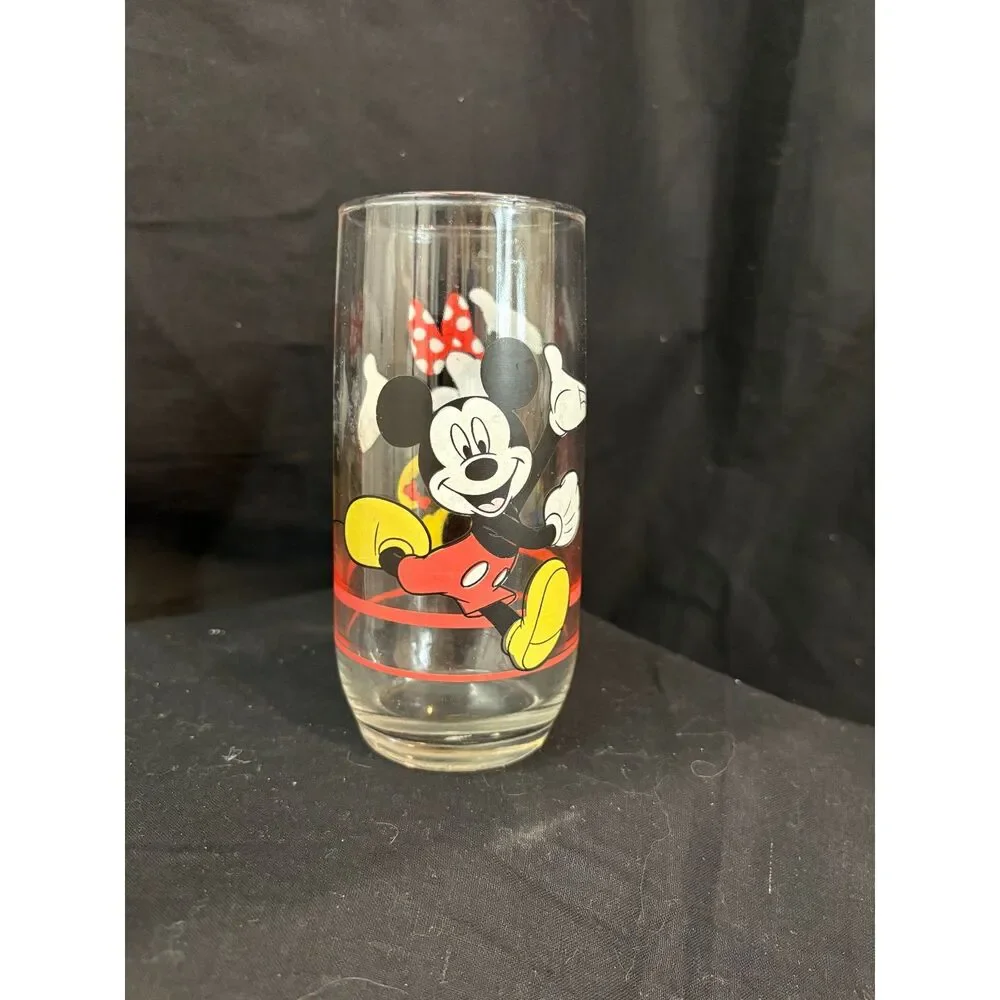 Vintage Anchor Hocking Disney Mickey & Minnie Mouse Glass Tumbler
